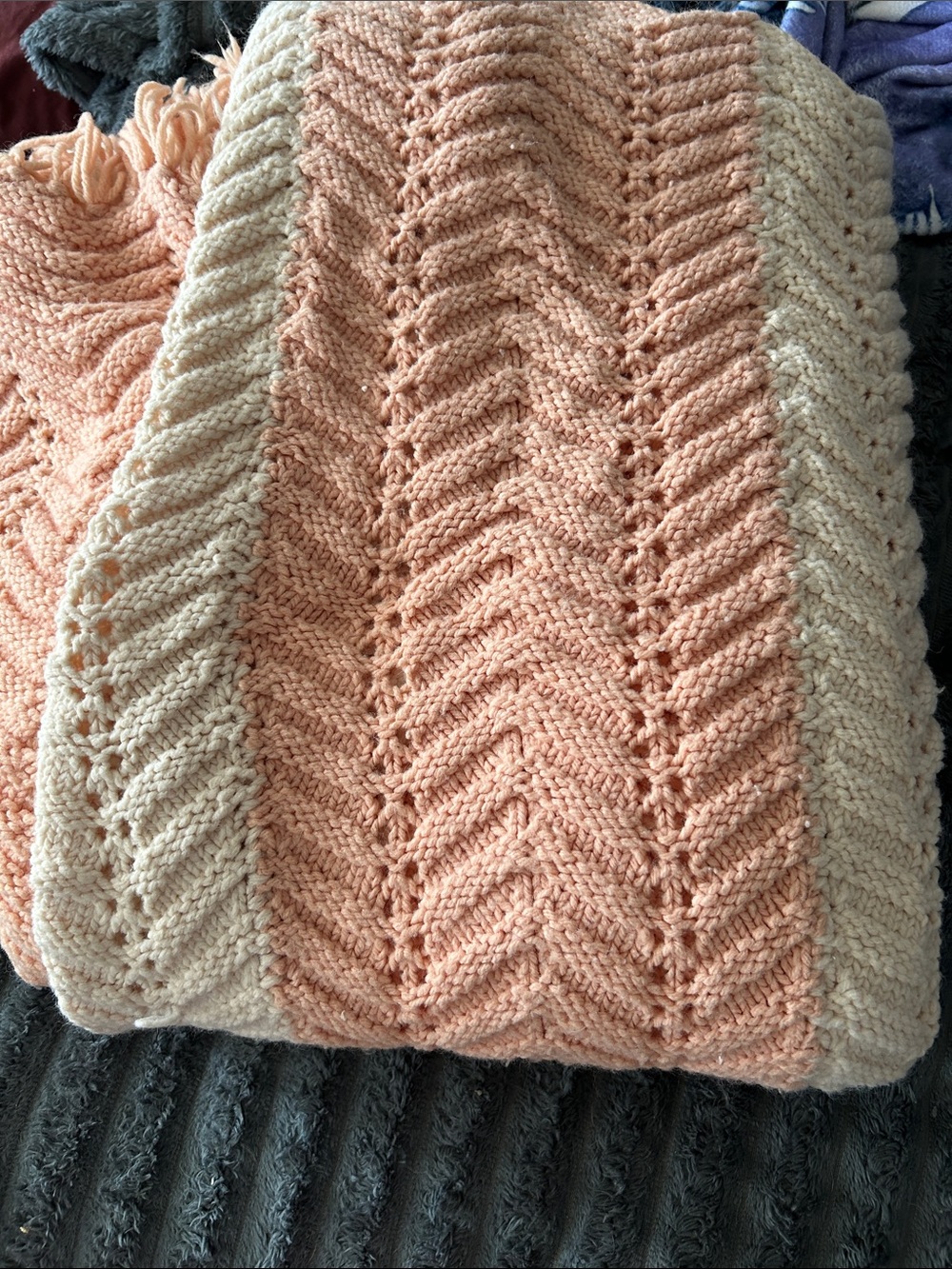 Chunky Peach and Cream Knit Sweater - Women